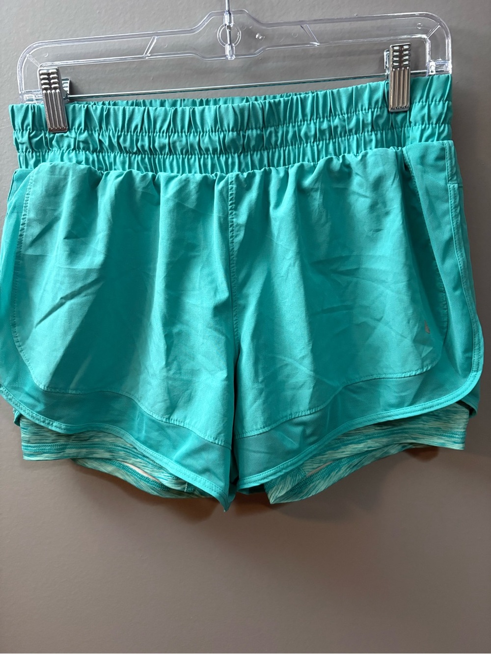 Avia Turquoise Layered Athletic Shorts with Built-In Liner